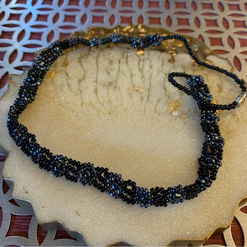 Choker Black Beaded Necklace